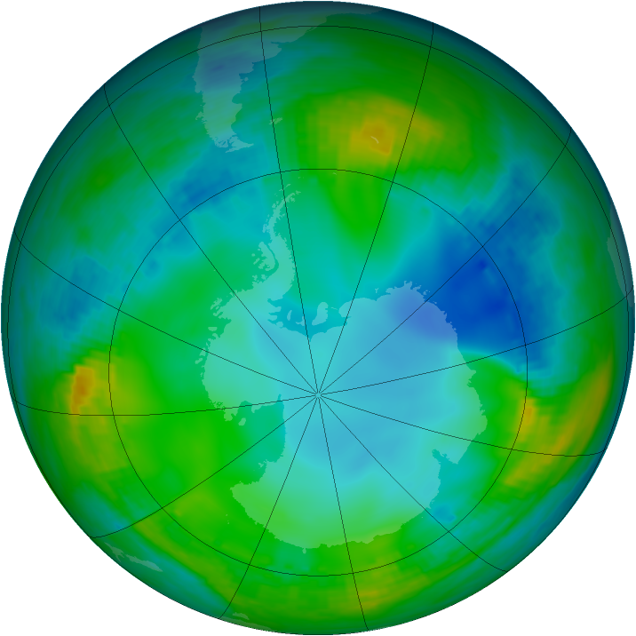 Antarctic ozone map for 06 June 1989